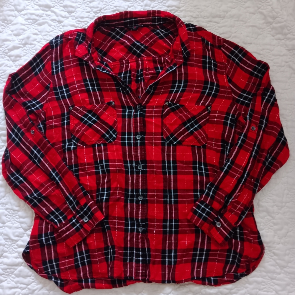 rock and republic button-up long sleeve flannel